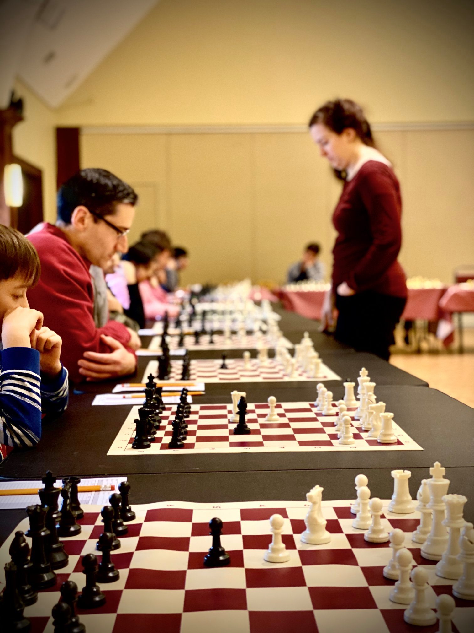 Multiple chess games in progress